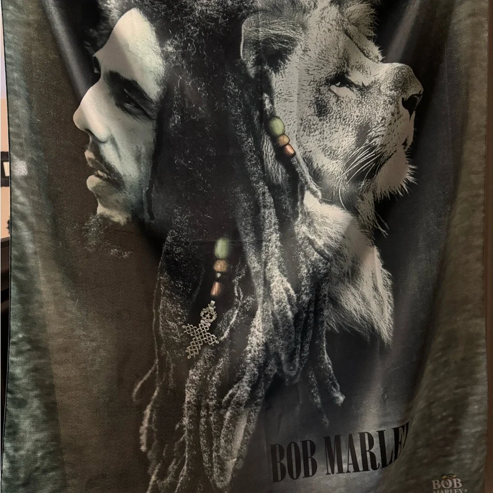 Bob Marley Tapestry - Black & White Lion Portrait